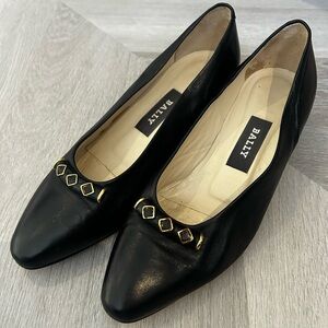 Bally Black Leather Women's Ballet Style Flats with Gold Accent